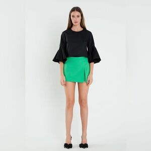 English Factory Slit Detail Mini Skort Green